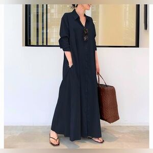 Maxi shirt dress — Navy